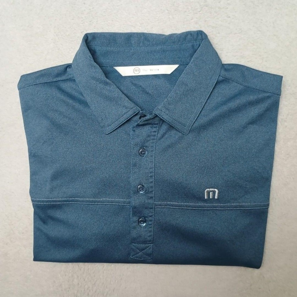 Travis Mathew Polo Shirt Mens M Blue Golf Performance Stretch Tech Work School